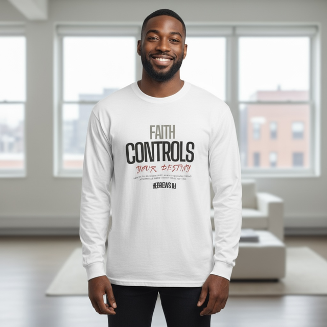 Men Long Sleeve "Faith Controls Your Destiny" Shirt (Copy)